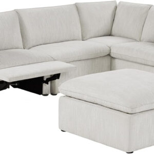 CHITA Sectional Modular Down Filled L Shape Sofa, Comfty L Shape Cloud Couch,FSC Certified L Shaped Couch for Living Room, 114 inch Width,4 Seat with Storage Ottoman, Snow