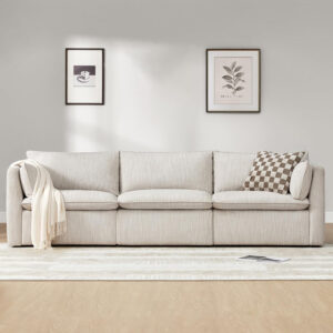CHITA Sectional Modular Down Filled L Shape Sofa, Comfty L Shape Cloud Couch,FSC Certified L Shaped Couch for Living Room, 114 inch Width,4 Seat with Storage Ottoman, Snow