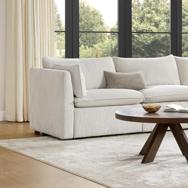 CHITA Sectional Modular Down Filled L Shape Sofa, Comfty L Shape Cloud Couch,FSC Certified L Shaped Couch for Living Room, 114 inch Width,4 Seat with Storage Ottoman, Snow