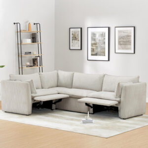 CHITA Sectional Modular Down Filled L Shape Sofa, Comfty L Shape Cloud Couch,FSC Certified L Shaped Couch for Living Room, 114 inch Width,4 Seat with Storage Ottoman, Snow