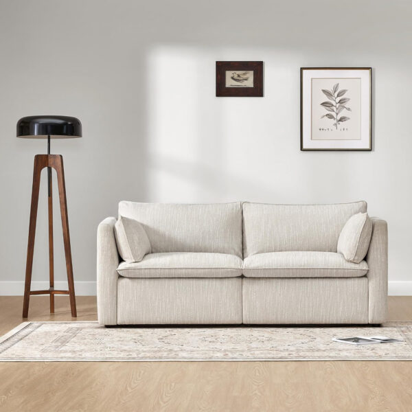 CHITA Sectional Modular Down Filled L Shape Sofa, Comfty L Shape Cloud Couch,FSC Certified L Shaped Couch for Living Room, 114 inch Width,4 Seat with Storage Ottoman, Snow