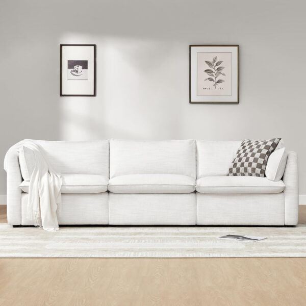 CHITA Sectional Modular Down Filled L Shape Sofa, Comfty L Shape Cloud Couch,FSC Certified L Shaped Couch for Living Room, 114 inch Width,4 Seat with Storage Ottoman, Snow