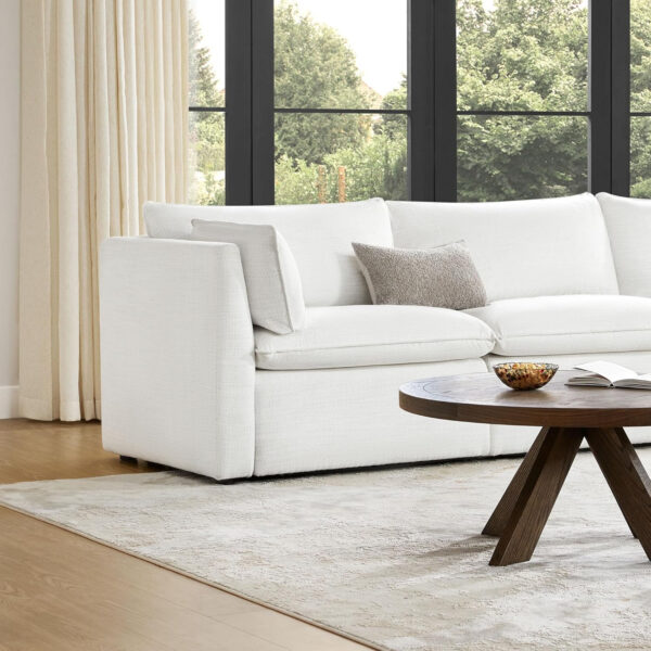 CHITA Sectional Modular Down Filled L Shape Sofa, Comfty L Shape Cloud Couch,FSC Certified L Shaped Couch for Living Room, 114 inch Width,4 Seat with Storage Ottoman, Snow