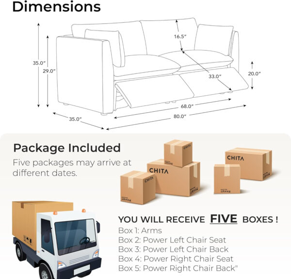 CHITA Sectional Modular Down Filled L Shape Sofa, Comfty L Shape Cloud Couch,FSC Certified L Shaped Couch for Living Room, 114 inch Width,4 Seat with Storage Ottoman, Snow