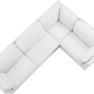 CHITA Sectional Modular Down Filled L Shape Sofa, Comfty L Shape Cloud Couch,FSC Certified L Shaped Couch for Living Room, 114 inch Width,4 Seat with Storage Ottoman, Snow