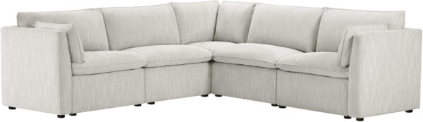 CHITA Sectional Modular Down Filled L Shape Sofa, Comfty L Shape Cloud Couch,FSC Certified L Shaped Couch for Living Room, 114 inch Width,4 Seat with Storage Ottoman, Snow