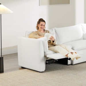 CHITA Sectional Modular Down Filled L Shape Sofa, Comfty L Shape Cloud Couch,FSC Certified L Shaped Couch for Living Room, 114 inch Width,4 Seat with Storage Ottoman, Snow