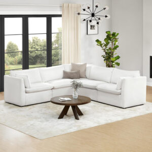 CHITA Sectional Modular Down Filled L Shape Sofa, Comfty L Shape Cloud Couch,FSC Certified L Shaped Couch for Living Room, 114 inch Width,4 Seat with Storage Ottoman, Snow