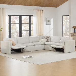 CHITA Sectional Modular Down Filled L Shape Sofa, Comfty L Shape Cloud Couch,FSC Certified L Shaped Couch for Living Room, 114 inch Width,4 Seat with Storage Ottoman, Snow
