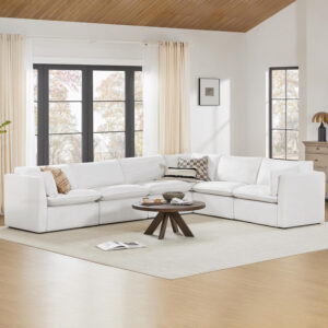 CHITA Sectional Modular Down Filled L Shape Sofa, Comfty L Shape Cloud Couch,FSC Certified L Shaped Couch for Living Room, 114 inch Width,4 Seat with Storage Ottoman, Snow