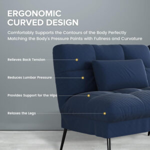 6886e9c0b922915046f6466be286f209fc8adaef9936817f35235.jpg COMHOMA Convertible Futon Sofa Bed, 68″Fabric Futon Couch with Adjustable Backrest, Folding Futon Sleeper Recliner for Living Room Furniture (Blue)