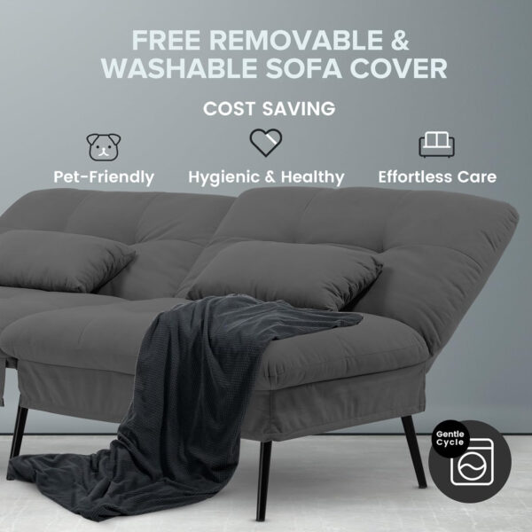 6886e9c74fddaa071395fabba8042b08f9db6668c1923b53419ba.jpg COMHOMA Convertible Futon Sofa Bed, 68″Fabric Futon Couch with Adjustable Backrest, Folding Futon Sleeper Recliner for Living Room Furniture (Blue)