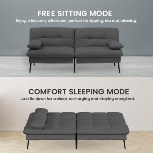 6886e9ca66e80e1c3d2e92393e40f1392ed7dc748410f994240fc.jpg COMHOMA Convertible Futon Sofa Bed, 68″Fabric Futon Couch with Adjustable Backrest, Folding Futon Sleeper Recliner for Living Room Furniture (Blue)