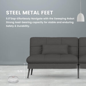 6886e9cb5db087e54f4c93002b46e4748f77626e2e3fe348b4552.jpg COMHOMA Convertible Futon Sofa Bed, 68″Fabric Futon Couch with Adjustable Backrest, Folding Futon Sleeper Recliner for Living Room Furniture (Blue)