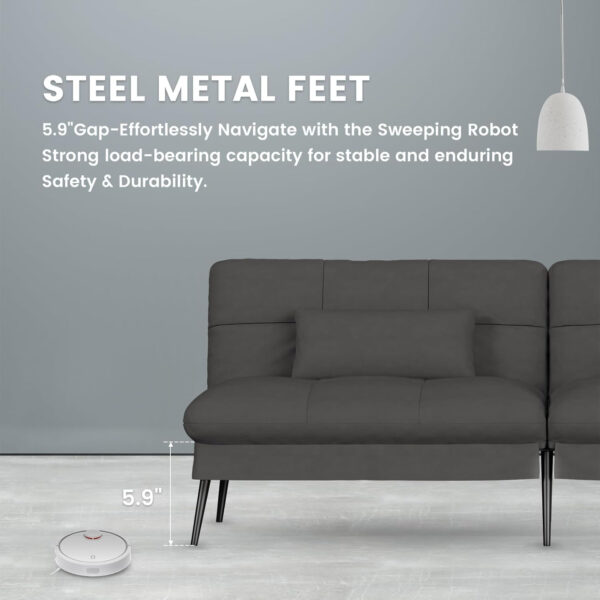 6886e9cb5db087e54f4c93002b46e4748f77626e2e3fe348b4552.jpg COMHOMA Convertible Futon Sofa Bed, 68″Fabric Futon Couch with Adjustable Backrest, Folding Futon Sleeper Recliner for Living Room Furniture (Blue)