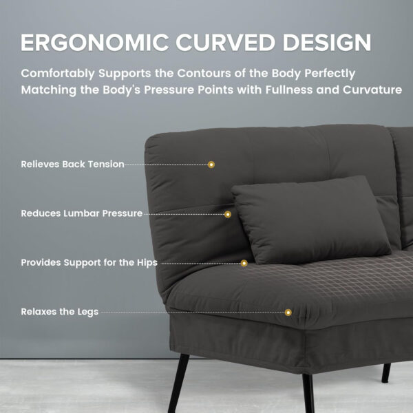 6886e9d0a95126fa14a0159e1adaad6e7642e441394121af6c826.jpg COMHOMA Convertible Futon Sofa Bed, 68″Fabric Futon Couch with Adjustable Backrest, Folding Futon Sleeper Recliner for Living Room Furniture (Blue)