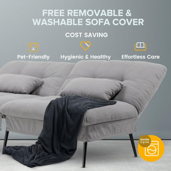 6886e9d643d97e41b5e34ab873dd1eae20b92c5da67da7ba25318.jpg COMHOMA Convertible Futon Sofa Bed, 68″Fabric Futon Couch with Adjustable Backrest, Folding Futon Sleeper Recliner for Living Room Furniture (Blue)