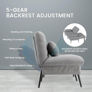 6886e9d76263e8fe09fb0b17b8ebc22a632ddac0076d49256e6fd.jpg COMHOMA Convertible Futon Sofa Bed, 68″Fabric Futon Couch with Adjustable Backrest, Folding Futon Sleeper Recliner for Living Room Furniture (Blue)