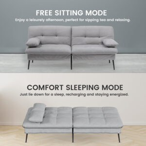 6886e9da0710589edb1a77e8764be28d6e89d54e7703948cb346c.jpg COMHOMA Convertible Futon Sofa Bed, 68″Fabric Futon Couch with Adjustable Backrest, Folding Futon Sleeper Recliner for Living Room Furniture (Blue)