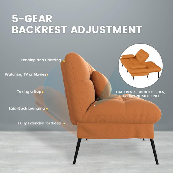 6886e9e189ee8dad3423139113577ced6b1c1aa766da45b23303c.jpg COMHOMA Convertible Futon Sofa Bed, 68″Fabric Futon Couch with Adjustable Backrest, Folding Futon Sleeper Recliner for Living Room Furniture (Blue)