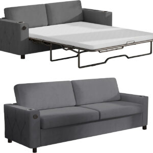 6886ea3714a0bf5e1c32af8d311335f67d46562e3cf40beaa76d9.jpg Mjkone Pull Out Sofa Bed, Full Sleeper Sofa Couch with Cup Holders and Memory Foam Mattress, 2-in-1 Convertible Pullout Couch with USB Charging Ports for Living Room Guest Room Apartment, Beige