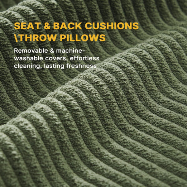 Brelice Pull Out Sofa Bed, Full Size Convertible Loveseat Sleeper Sofa, Corduroy Memory Foam Couch Bed for Living Room, Guest Room, Apartment, Home Office (Green)