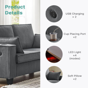 Brelice Pull Out Sofa Bed, Full Size Convertible Loveseat Sleeper Sofa, Corduroy Memory Foam Couch Bed for Living Room, Guest Room, Apartment, Home Office (Green)