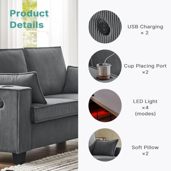 Brelice Pull Out Sofa Bed, Full Size Convertible Loveseat Sleeper Sofa, Corduroy Memory Foam Couch Bed for Living Room, Guest Room, Apartment, Home Office (Green)