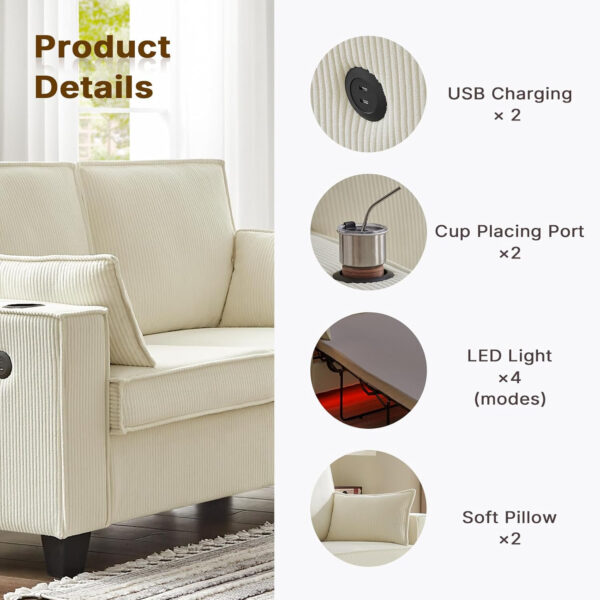 Brelice Pull Out Sofa Bed, Full Size Convertible Loveseat Sleeper Sofa, Corduroy Memory Foam Couch Bed for Living Room, Guest Room, Apartment, Home Office (Green)