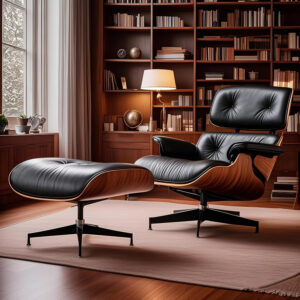 Lounge Chair with Ottoman, Mid Century Modern Office Chair, Leather Chaise Indoor, Heavy Duty Base Support for Living Room Study Lounge Office (Palisander Black, Tall)