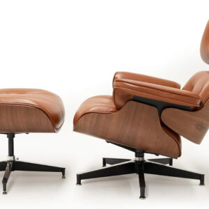 Lounge Chair with Ottoman, Mid Century Modern Office Chair, Leather Chaise Indoor, Heavy Duty Base Support for Living Room Study Lounge Office (Palisander Black, Tall)