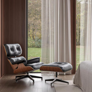 Lounge Chair with Ottoman, Mid Century Modern Office Chair, Leather Chaise Indoor, Heavy Duty Base Support for Living Room Study Lounge Office (Palisander Black, Tall)