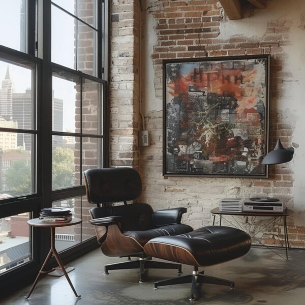 Lounge Chair with Ottoman, Mid Century Modern Office Chair, Leather Chaise Indoor, Heavy Duty Base Support for Living Room Study Lounge Office (Palisander Black, Tall)