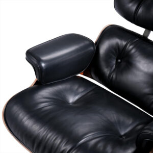 Chaise Lounge Chair with Ottoman Genuine Leather High-Resilience Foam Cushions Mid Century Modern Ergonomic Design for Living Room Study Lounge Office Palisander Ivory White