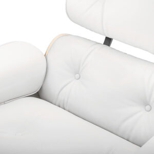 Top Black Grain Leather, Mid Century Chaise Lounge Chair and Ottoman, Modern Chair Classic Design, Walnut Wood, Heavy Duty Base Support for Living Room Office