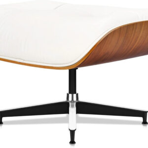 Top Black Grain Leather, Mid Century Chaise Lounge Chair and Ottoman, Modern Chair Classic Design, Walnut Wood, Heavy Duty Base Support for Living Room Office