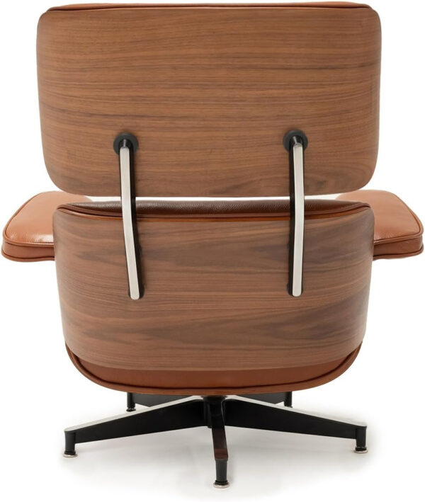 6886ee5f3b2eb998d25c65d0ce8b2c494eb4928459da5f06f8d72.jpg Top Black Grain Leather, Mid Century Chaise Lounge Chair and Ottoman, Modern Chair Classic Design, Heavy Duty Base Support for Living Room Study Lounge Office (Upgraded, Walnut-Brown)