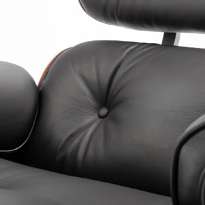 Top Black Grain Leather, Mid Century Chaise Lounge Chair and Ottoman, Modern Chair Classic Design, Heavy Duty Base Support for Living Room Study Lounge Office, Palisander