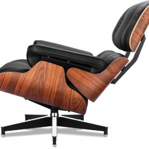 Top Grain Leather Chaise Lounge Chair and Ottoman Classic Accent Chairs 360° Swivel Heavy Duty Base Support Quality Wooden Shell Mid Century Lounge Chair for Living Room Office Reading Palisander