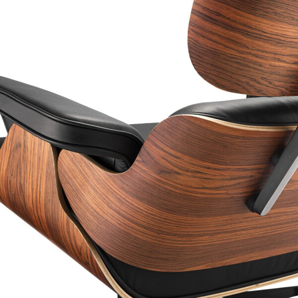 Top Grain Leather Chaise Lounge Chair and Ottoman Classic Accent Chairs 360° Swivel Heavy Duty Base Support Quality Wooden Shell Mid Century Lounge Chair for Living Room Office Reading Palisander