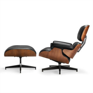 Top Grain Leather Chaise Lounge Chair and Ottoman Classic Accent Chairs 360° Swivel Heavy Duty Base Support Quality Wooden Shell Mid Century Lounge Chair for Living Room Office Reading Palisander