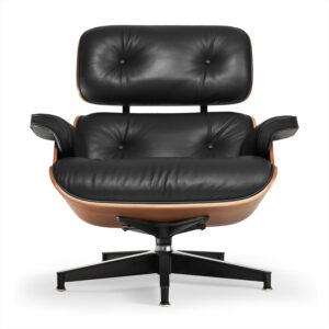 Top Grain Leather Chaise Lounge Chair and Ottoman Classic Accent Chairs 360° Swivel Heavy Duty Base Support Quality Wooden Shell Mid Century Lounge Chair for Living Room Office Reading Palisander