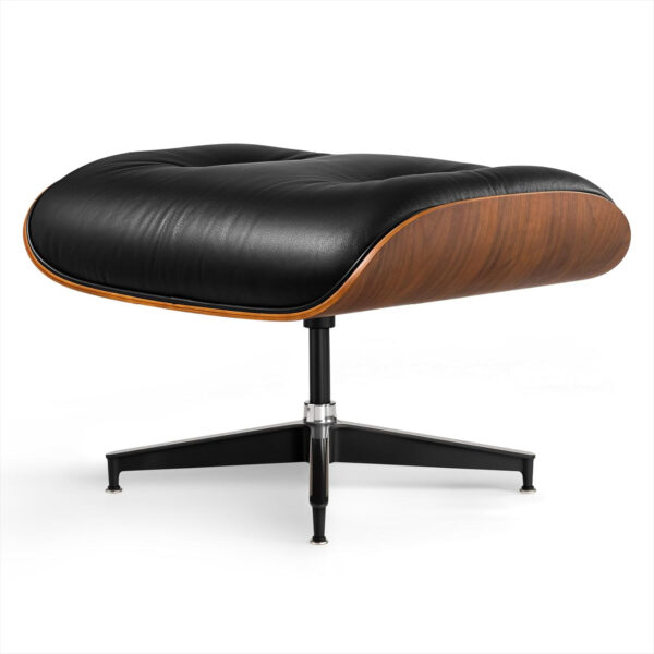 Top Grain Leather Chaise Lounge Chair and Ottoman Classic Accent Chairs 360° Swivel Heavy Duty Base Support Quality Wooden Shell Mid Century Lounge Chair for Living Room Office Reading Palisander