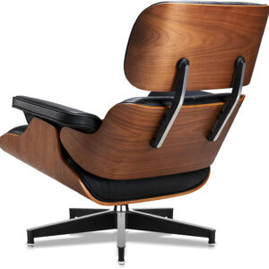 Chaise Lounge Chair with Ottoman Genuine Leather High-Resilience Foam Cushions Mid Century Modern Ergonomic Design for Living Room Study Lounge Office Palisander Black