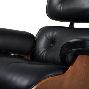 Chaise Lounge Chair with Ottoman Genuine Leather High-Resilience Foam Cushions Mid Century Modern Ergonomic Design for Living Room Study Lounge Office Palisander Black