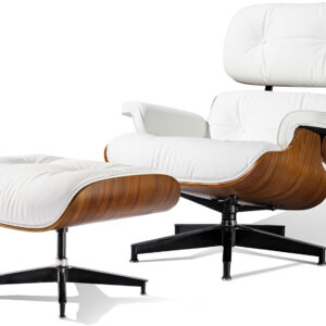 Chaise Lounge Chair with Ottoman Genuine Leather High-Resilience Foam Cushions Mid Century Modern Ergonomic Design for Living Room Study Lounge Office Palisander Black
