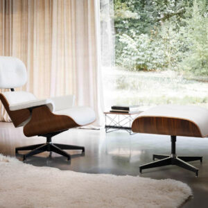 Chaise Lounge Chair with Ottoman Genuine Leather High-Resilience Foam Cushions Mid Century Modern Ergonomic Design for Living Room Study Lounge Office Palisander Black