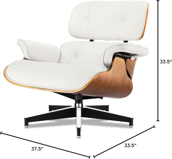 Chaise Lounge Chair with Ottoman Genuine Leather High-Resilience Foam Cushions Mid Century Modern Ergonomic Design for Living Room Study Lounge Office Palisander Black