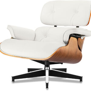 Chaise Lounge Chair with Ottoman Genuine Leather High-Resilience Foam Cushions Mid Century Modern Ergonomic Design for Living Room Study Lounge Office Palisander Black
