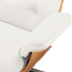 Chaise Lounge Chair with Ottoman Genuine Leather High-Resilience Foam Cushions Mid Century Modern Ergonomic Design for Living Room Study Lounge Office Palisander Black